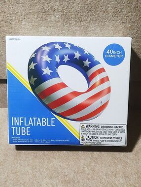 American Flag Print Inflatable Swim Inner Tube Pool Float